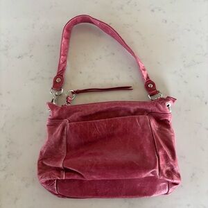 Hobo Shoulder Bag Red Leather‎